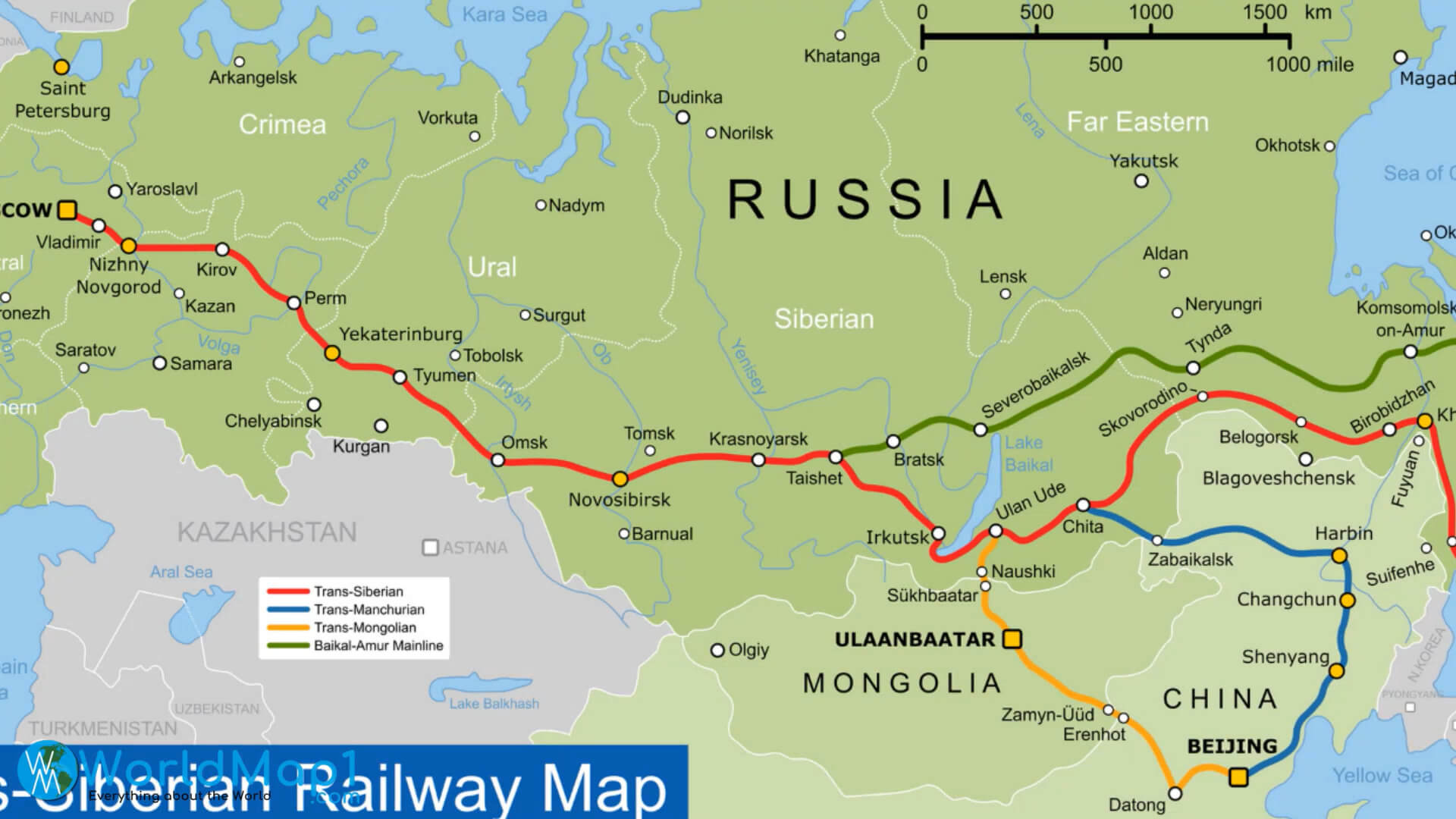 Carte des chemins de fer siberiens
